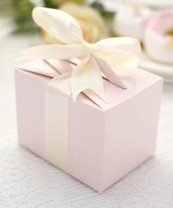 HIER_5310 Chargers & Centerpieces 100 Pack | 4"x3"x3" Blush/Rose Gold Tote Party Favor Candy Gift Boxes