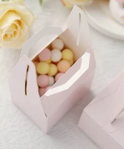 HIER_5310 Chargers & Centerpieces 100 Pack | 4"x3"x3" Blush/Rose Gold Tote Party Favor Candy Gift Boxes 17 HIER_5310 Chargers & Centerpieces 100 Pack | 4