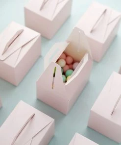 HIER_5310 Chargers & Centerpieces 100 Pack | 4"x3"x3" Blush/Rose Gold Tote Party Favor Candy Gift Boxes 18 HIER_5310 Chargers & Centerpieces 100 Pack | 4