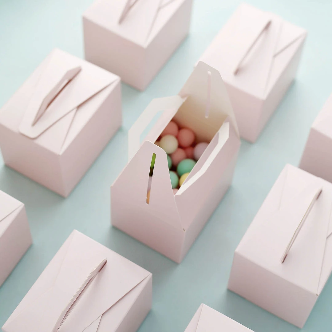 HIER_5310 Chargers & Centerpieces 100 Pack | 4"x3"x3" Blush/Rose Gold Tote Party Favor Candy Gift Boxes 8 HIER_5310 Chargers & Centerpieces 100 Pack | 4"x3"x3" Blush/Rose Gold Tote Party Favor Candy Gift Boxes