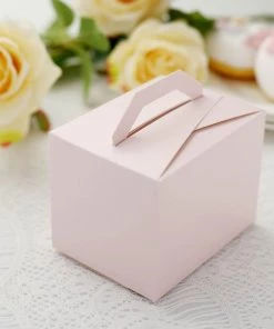 HIER_5310 Chargers & Centerpieces 100 Pack | 4"x3"x3" Blush/Rose Gold Tote Party Favor Candy Gift Boxes 16 HIER_5310 Chargers & Centerpieces 100 Pack | 4