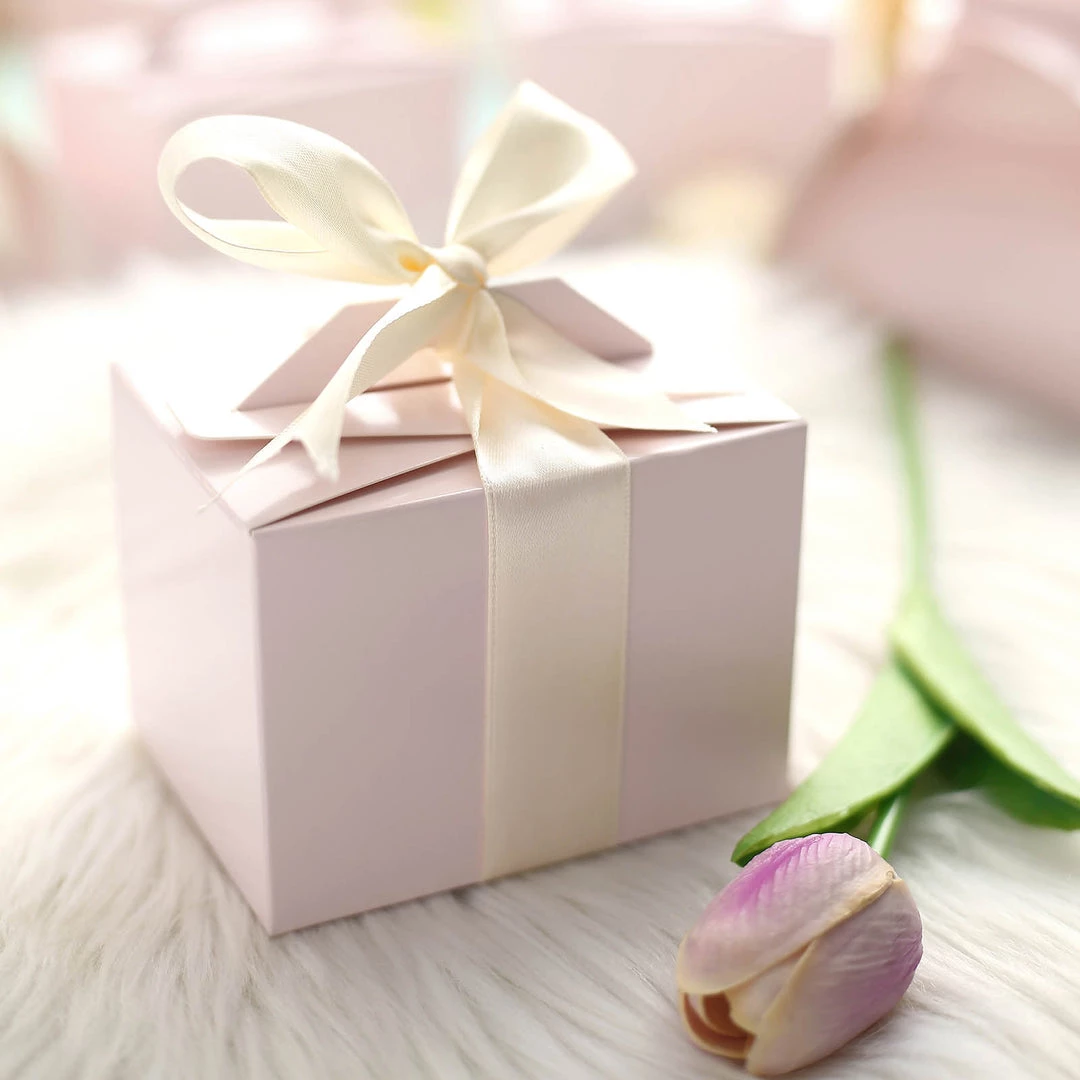 HIER_5310 Chargers & Centerpieces 100 Pack | 4"x3"x3" Blush/Rose Gold Tote Party Favor Candy Gift Boxes 1 HIER_5310 Chargers & Centerpieces 100 Pack | 4"x3"x3" Blush/Rose Gold Tote Party Favor Candy Gift Boxes