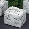 HIER_5310 Chargers & Centerpieces 50 Pack | 4"x3"x3" White/Black Marble Tote Party Favor Candy Gift Box