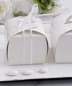 HIER_5310 25 Pack | 3.5" White Cupcake Party Favor Gift Box, DIY Easy Assembly Chargers & Centerpieces