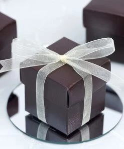 HIER_5310 100 Pack | 2" Chocolate Brown Favor Gift Boxes, Candy Treat Goodie Box With Lid - Clearance SALE Chargers & Centerpieces