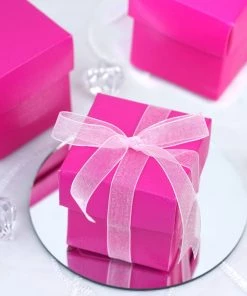 HIER_5310 Chargers & Centerpieces 100 Pack | 2" Fuchsia Party Favor Candy Gift Boxes & Lids - Clearance SALE