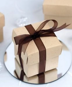 HIER_5310 100 Pack | 2" Two-Piece Natural Party Favor Candy Gift Boxes Chargers & Centerpieces