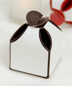 HIER_5310 Chargers & Centerpieces 100 Pack | 2" Two-Tone Chocolate Petal Top Party Favor Candy Gift Box - Clearance SALE