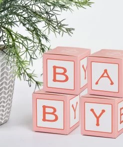 HIER_5310 25 Pack | 2" Pink Baby Shower Party Favor Candy Gift Boxes