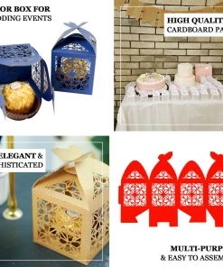 HIER_5310 Tabletop Decor 25 Pack | White Butterfly Top Laser Cut Lace Favor Candy Gift Boxes