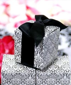 HIER_5310 100 Pack | 2" Easy-To-Assemble Damask Flocking Party Favor Gift Boxes Chargers & Centerpieces