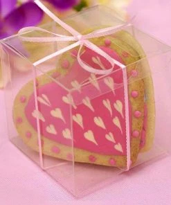 HIER_5350 25 Pack | 3.5" Easy-To-Assemble Clear PVC Party Favor Candy Gift Boxes Chargers & Centerpieces