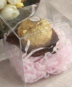 HIER_5350 25 Pack | 3.5" Easy-To-Assemble Clear PVC Party Favor Candy Gift Boxes Chargers & Centerpieces