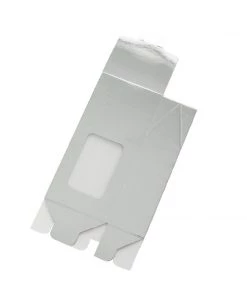 HIER_5310 Favor Boxes 25 Pack | Silver Tote With Window Party Favor Candy Gift Boxes 2.75