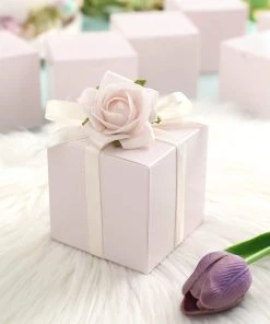 HIER_5310 Chargers & Centerpieces 100 Pack | 3" DIY Blush/Rose Gold Party/Shower Favor Candy Gift Boxes