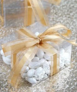 HIER_5310 25 Pack | 4"x4"x2" Clear Cake Cupcake Party Favor Gift Boxes, DIY Chargers & Centerpieces