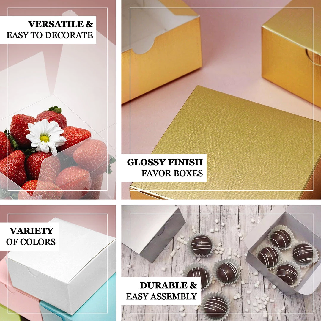 HIER_5310 100 Pack | 4"x4"x2" Navy Blue Cake Cupcake Party Favor Gift Boxes, DIY Chargers & Centerpieces 4 HIER_5310 100 Pack | 4"x4"x2" Navy Blue Cake Cupcake Party Favor Gift Boxes, DIY Chargers & Centerpieces