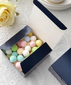 HIER_5310 100 Pack | 4"x4"x2" Navy Blue Cake Cupcake Party Favor Gift Boxes, DIY Chargers & Centerpieces 20 HIER_5310 100 Pack | 4