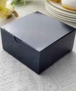 HIER_5310 100 Pack | 4"x4"x2" Navy Blue Cake Cupcake Party Favor Gift Boxes, DIY Chargers & Centerpieces