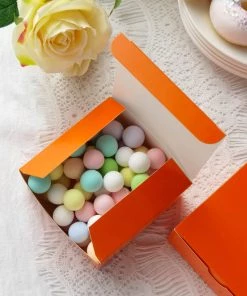 HIER_5310 100 Pack | 4"x4"x2" Orange Cake Cupcake Party Favor Gift Boxes, DIY 17 HIER_5310 100 Pack | 4