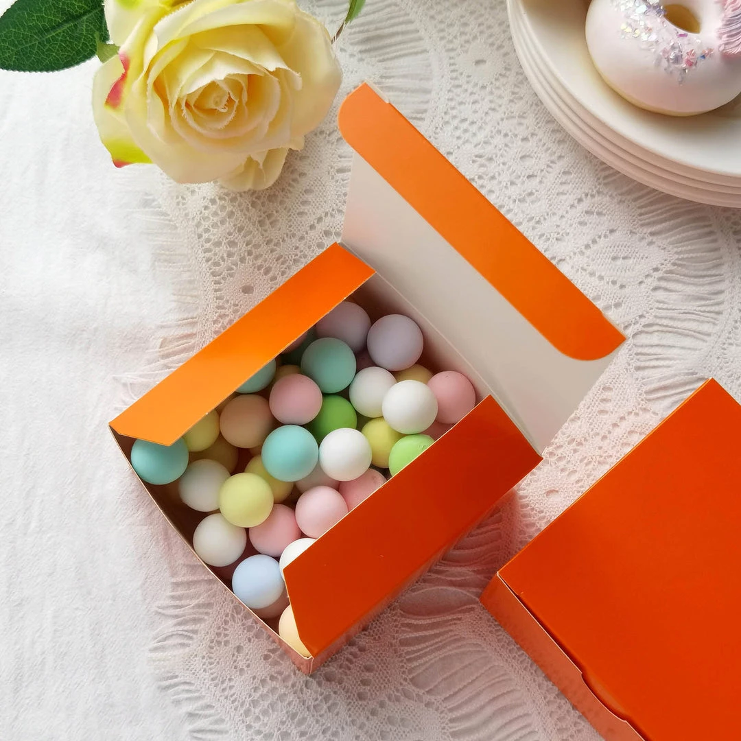 HIER_5310 100 Pack | 4"x4"x2" Orange Cake Cupcake Party Favor Gift Boxes, DIY 7 HIER_5310 100 Pack | 4"x4"x2" Orange Cake Cupcake Party Favor Gift Boxes, DIY