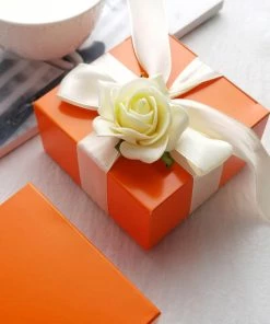 HIER_5310 100 Pack | 4"x4"x2" Orange Cake Cupcake Party Favor Gift Boxes, DIY 18 HIER_5310 100 Pack | 4