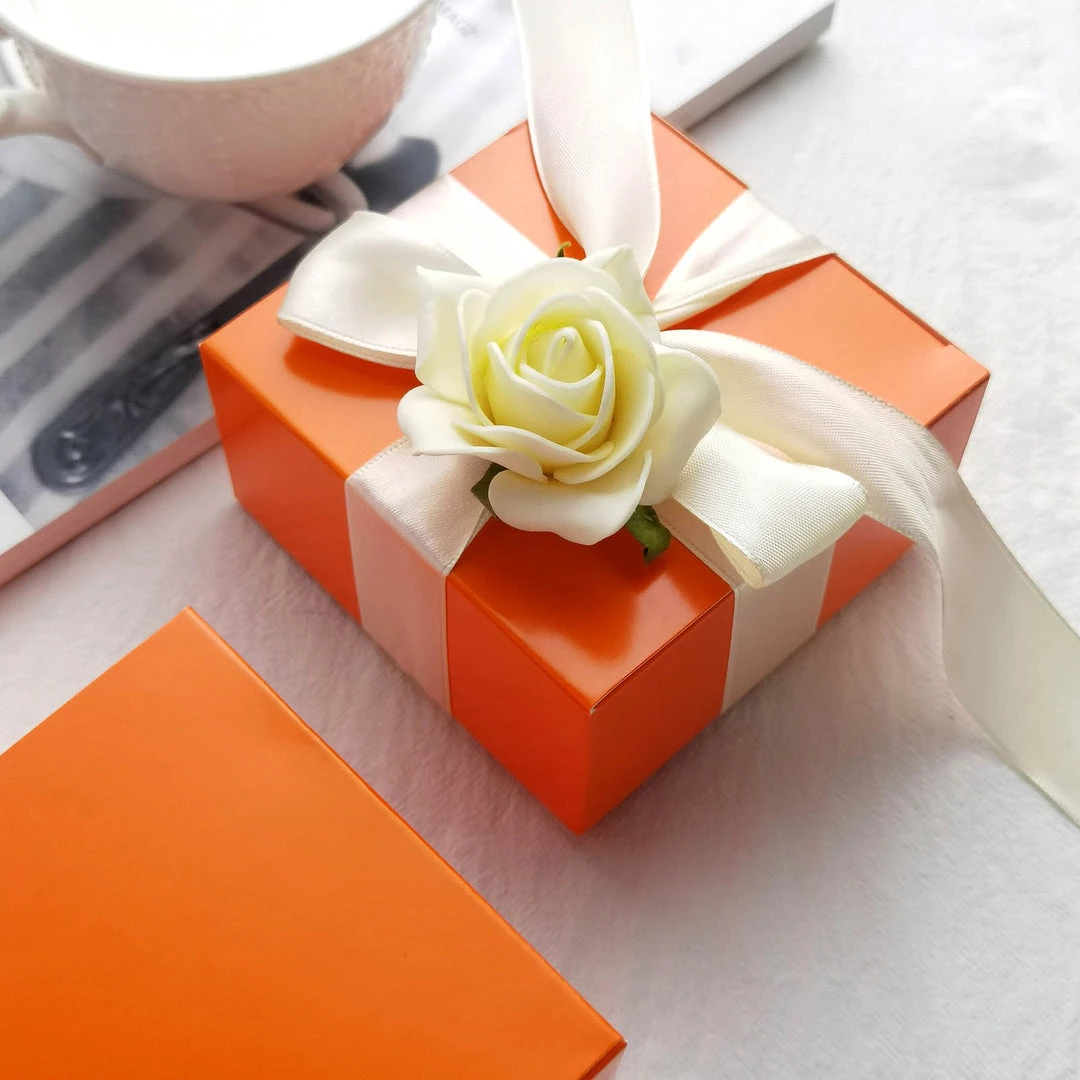 HIER_5310 100 Pack | 4"x4"x2" Orange Cake Cupcake Party Favor Gift Boxes, DIY 8 HIER_5310 100 Pack | 4"x4"x2" Orange Cake Cupcake Party Favor Gift Boxes, DIY