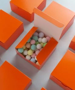 HIER_5310 100 Pack | 4"x4"x2" Orange Cake Cupcake Party Favor Gift Boxes, DIY 19 HIER_5310 100 Pack | 4