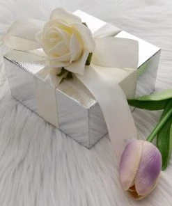 HIER_5310 100 Pack | 4"x4"x2" Silver Cake Cupcake Party Favor Gift Boxes, DIY Chargers & Centerpieces