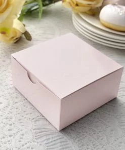 HIER_5310 Chargers & Centerpieces 100 Pack | 4"x4"x2" Blush/Rose Gold Cake Cupcake Party Favor Gift Boxes