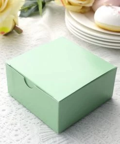 HIER_5310 100 Pack | 4"x4"x2" Sage Green Cake Cupcake Party Favor Gift Boxes, DIY