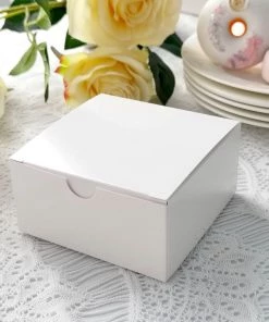 HIER_5310 100 Pack | 4"x4"x2" White Cake Cupcake Party Favor Gift Boxes, DIY