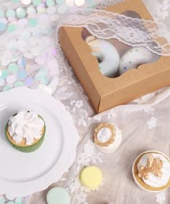 HIER_5310 12 Pack | 6"x6"x3" Natural Cardboard Bakery Cake Pie Or Cupcake Boxes 19 HIER_5310 12 Pack | 6