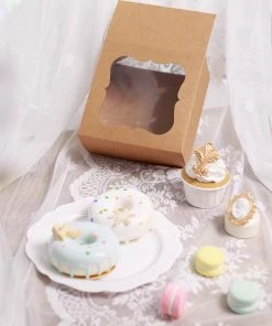 HIER_5310 12 Pack | 6"x6"x3" Natural Cardboard Bakery Cake Pie Or Cupcake Boxes 17 HIER_5310 12 Pack | 6