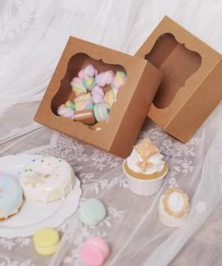 HIER_5310 12 Pack | 6"x6"x3" Natural Cardboard Bakery Cake Pie Or Cupcake Boxes 20 HIER_5310 12 Pack | 6