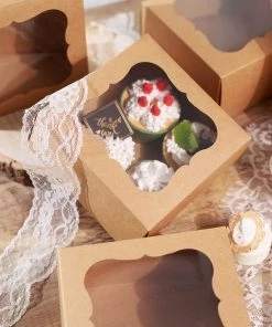 HIER_5310 12 Pack | 6"x6"x3" Natural Cardboard Bakery Cake Pie Or Cupcake Boxes 21 HIER_5310 12 Pack | 6