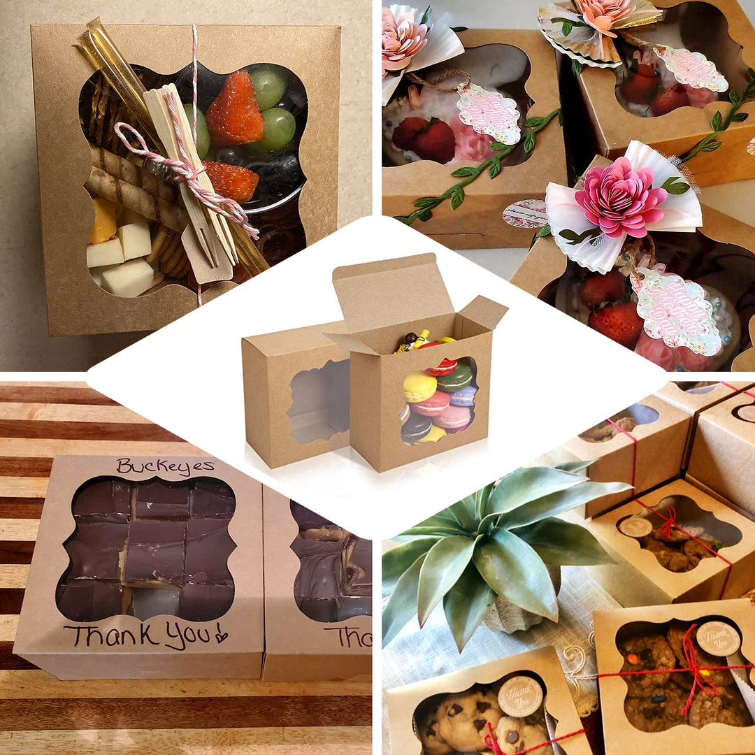 HIER_5310 12 Pack | 6"x6"x3" Natural Cardboard Bakery Cake Pie Or Cupcake Boxes 5 HIER_5310 12 Pack | 6"x6"x3" Natural Cardboard Bakery Cake Pie Or Cupcake Boxes