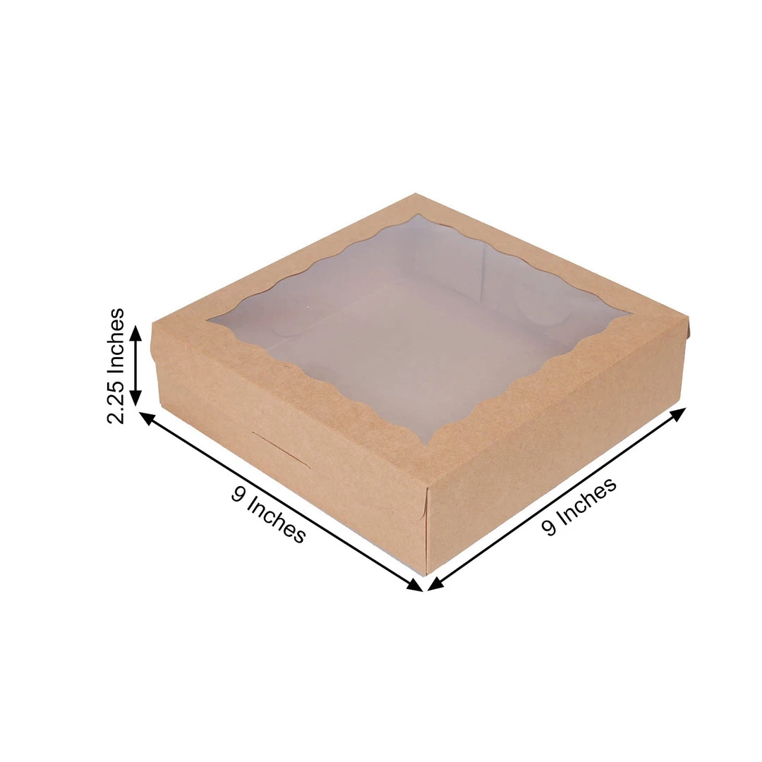 HIER_5310 12 Pack | 9"x9"x2" Natural Cardboard Bakery Cake Pie Or Cupcake Boxes Chargers & Centerpieces 3 HIER_5310 12 Pack | 9"x9"x2" Natural Cardboard Bakery Cake Pie Or Cupcake Boxes Chargers & Centerpieces