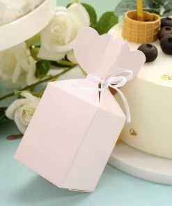 HIER_5310 25 Pack | Blush Floral Top Satin Ribbon Party Favor Candy Gift Boxes