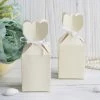HIER_5310 Tabletop Decor 25 Pack | Ivory Floral Top Satin Ribbon Party Favor Candy Gift Boxes