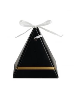 HIER_5310 Tabletop Decor 25 Pack | Black Pyramid Shaped Wedding Party Favor Candy Gift Boxes