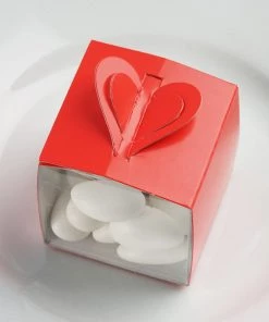 HIER_5310 Chargers & Centerpieces 100 Pack | Red DIY Cardstock Wraps For Clear Party Favor Gift Boxes - Clearance SALE