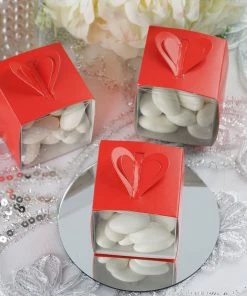 HIER_5310 Chargers & Centerpieces 100 Pack | Red DIY Cardstock Wraps For Clear Party Favor Gift Boxes - Clearance SALE