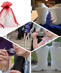 HIER_5340 24 Pack | 3" White Cowboy Boot Bubbles Bridal Wedding Shower Favors Tabletop Decor
