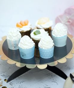 HIER_4130 Chargers & Centerpieces 13" 1-Tier Black/Gold Cardboard Cupcake Dessert Cake Stand Holder