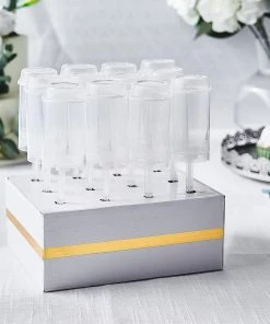 HIER_4130 Disposable Dinnerware 12 Pack | Clear Plastic Push-Up Cake Pop & Stand Set, Push Pop Shooter