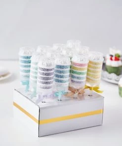 HIER_4130 Disposable Dinnerware 12 Pack | Clear Plastic Push-Up Cake Pop & Stand Set, Push Pop Shooter