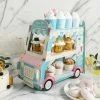 HIER_4130 16" 3-Tier Ice Cream Truck Cardboard Cupcake Dessert Stand Tower, Double Decker Disposable Treat Display