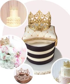 HIER_4200 2" Shiny Silver Metal Princess Crown Cake Topper, Wedding Cake Decor 17 HIER_4200 2