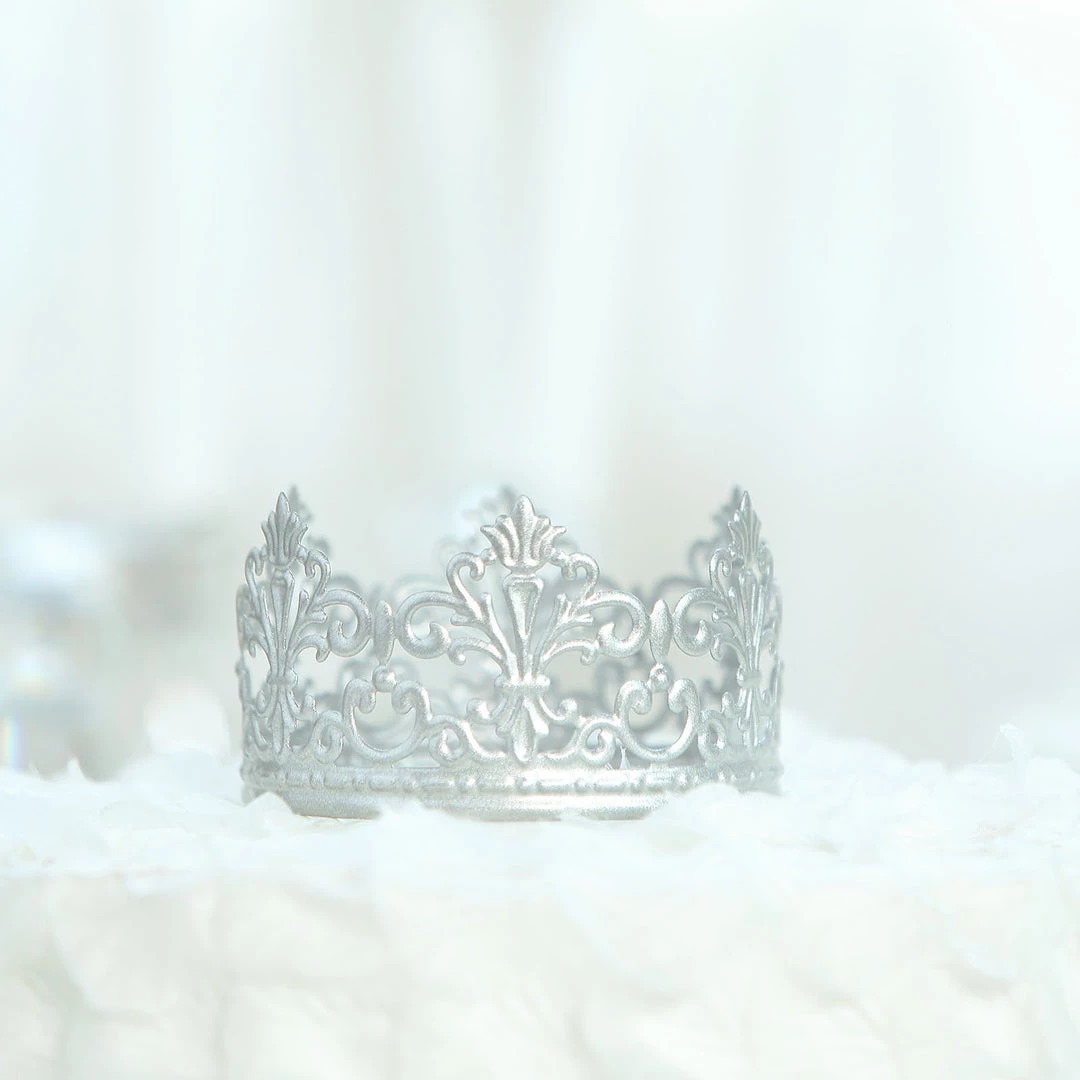 HIER_4200 2" Shiny Silver Metal Princess Crown Cake Topper, Wedding Cake Decor 9 HIER_4200 2" Shiny Silver Metal Princess Crown Cake Topper, Wedding Cake Decor